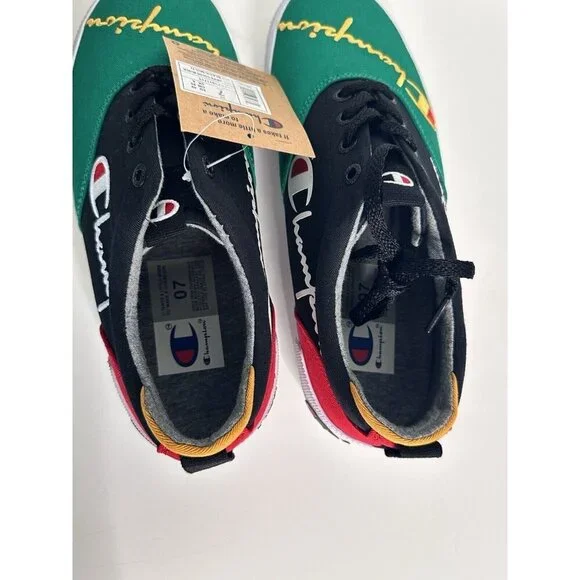 Champion Men's Swipe Colorblock Black & Multi Canvas Shoes Size 7 NEW CP101171Y